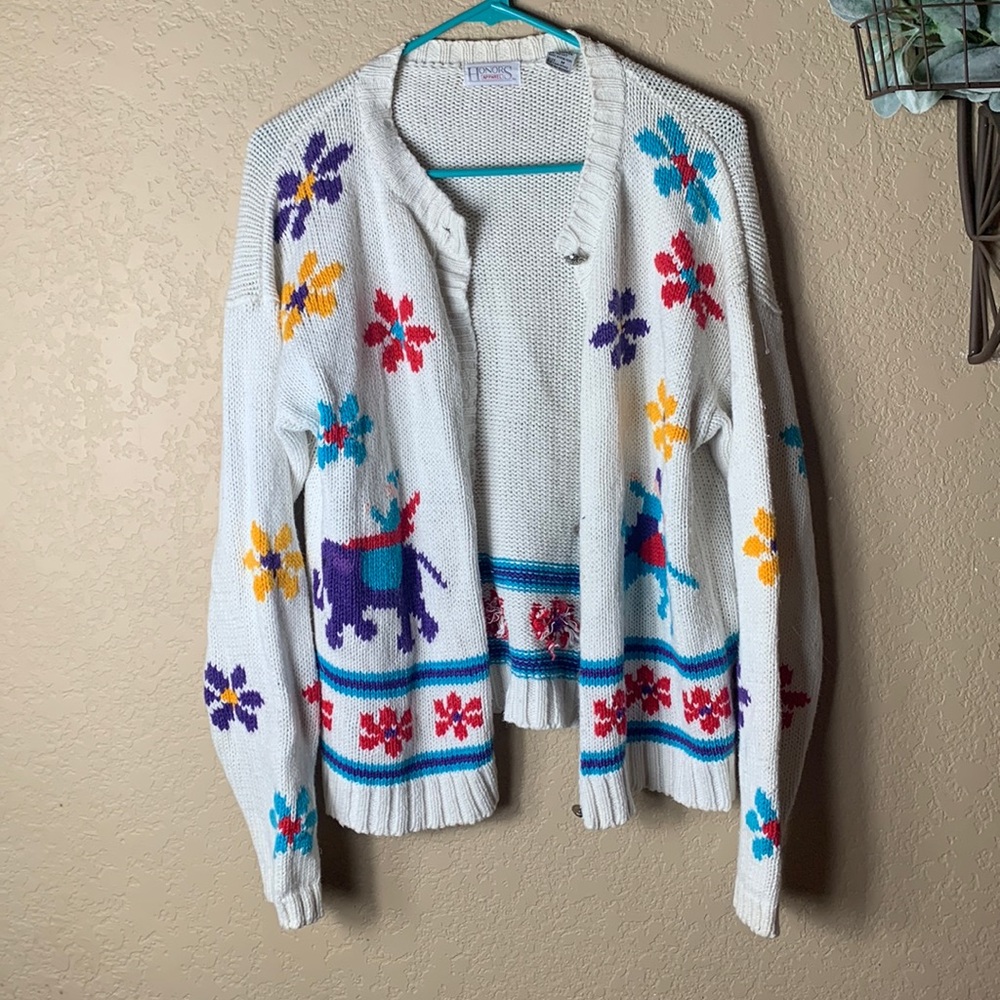 Honors Apparel Cardigan Sweater Granny Floral Medium